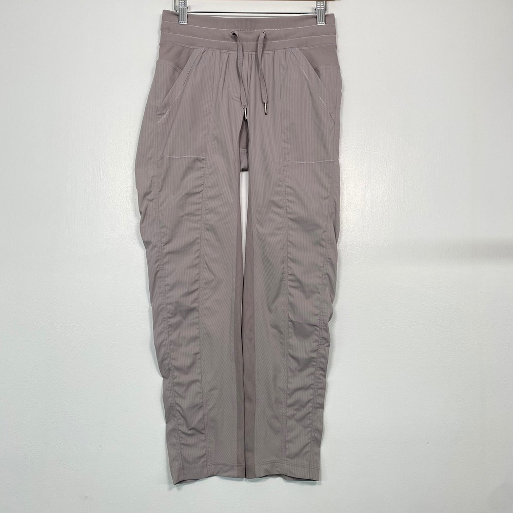 Lululemon Women Studio Pant III Size 4 Mauve Taupe Straight Leg Drawstring Yoga